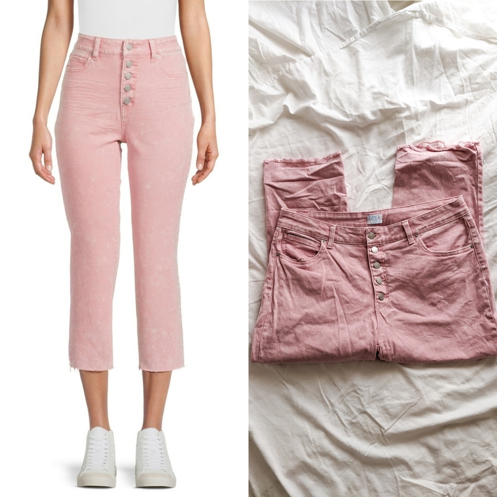 Time and Tru Women's High Rise Straight Crop Jeans Button Fly Size 16